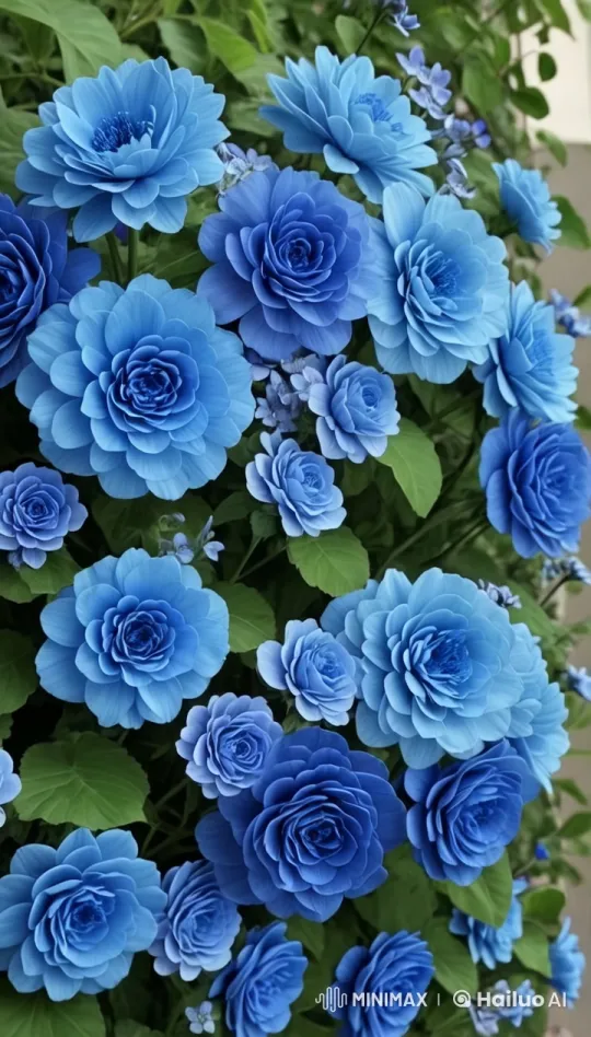 Vibrant Blue Roses Display with Lush Greenery – AI Generated Video | Hailuo AI