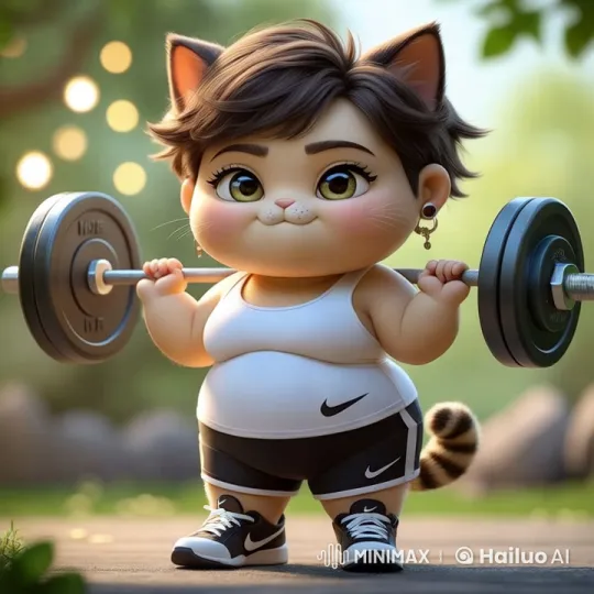 Anthropomorphic Cat Struggles with Weightlifting – AI Generated Video | Hailuo AI