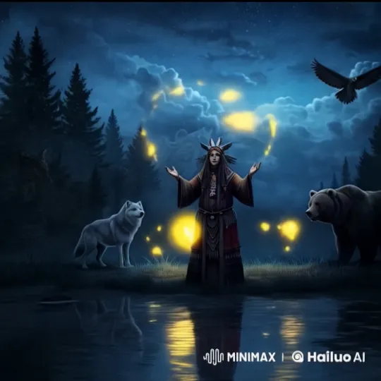 Mystical Shaman Ritual by Serene Lake with Animals – AI Generated Video | Hailuo AI