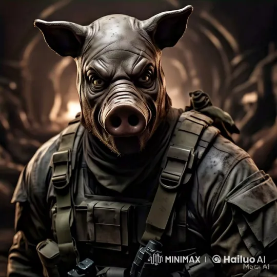 Mysterious Figure in Tactical Pig Mask in Dim Tunnel – AI Generated Video | Hailuo AI