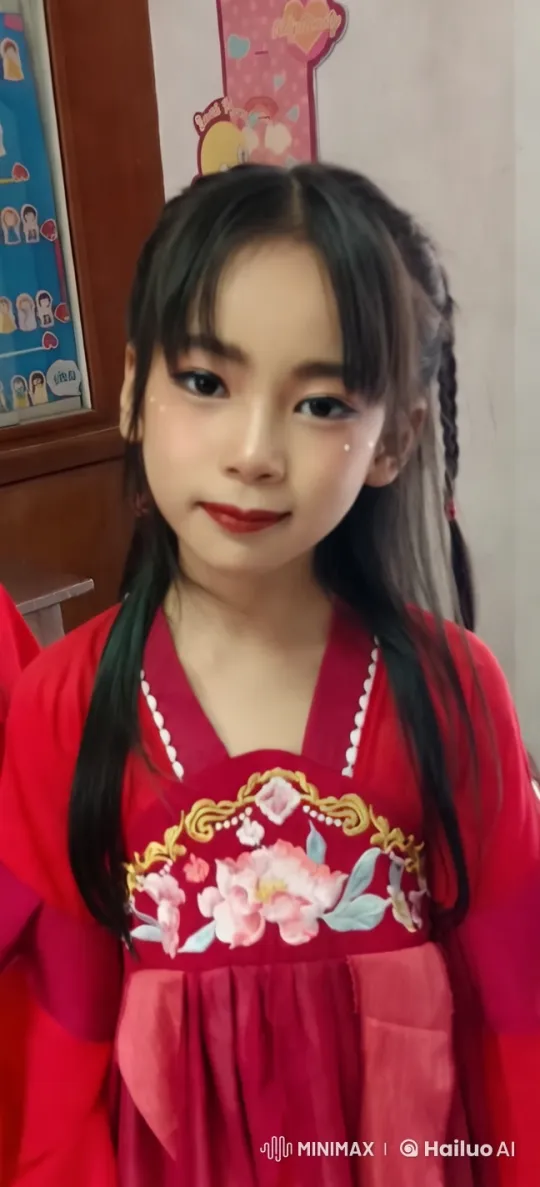 Young Girl in Embroidered Dress: A Dance of Serenity – AI Generated Video | Hailuo AI