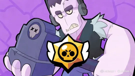 Intense Cartoon Character with Weapon in Purple Background – AI Generated Video | Hailuo AI