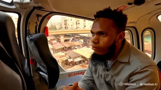 Young Man Observes Vibrant Kano from Helicopter – AI Generated Video | Hailuo AI
