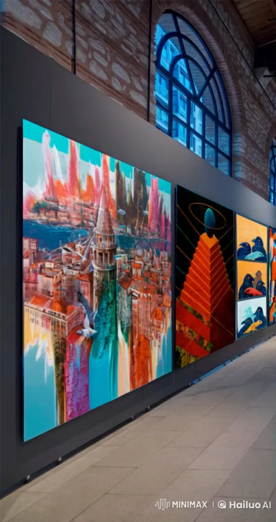 Tiny Workers Artfully Hang Paintings in Live2D Gallery – AI Generated Video | Hailuo AI