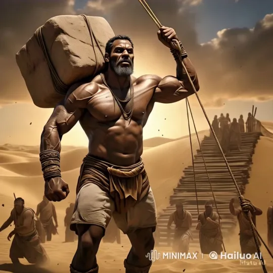 Epic Desert Labor: Man's Strength Amidst Harsh Sands – AI Generated Video | Hailuo AI
