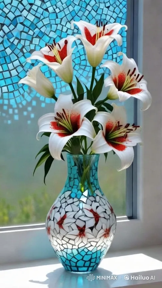 Artistic Close-Up of Elegant Lilies in Decorative Vase – AI Generated Video | Hailuo AI