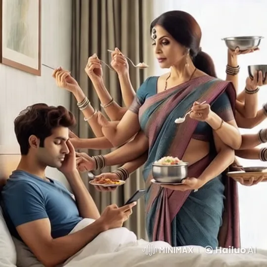 Mother's Care: Hands Feeding Son in Intimate Bedroom – AI Generated Video | Hailuo AI