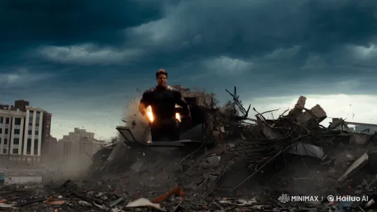 Heroic Descent: Superhero's Dramatic Impact – AI Generated Video | Hailuo AI