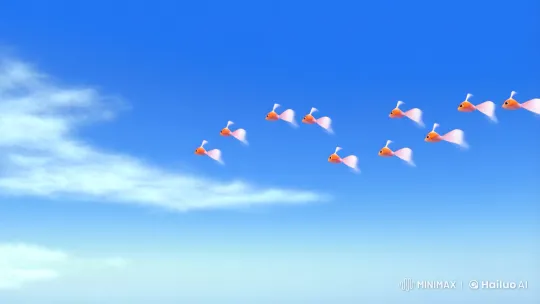 Cherry Blossom Goldfish Gliding in Sky's Tranquility – AI Generated Video | Hailuo AI