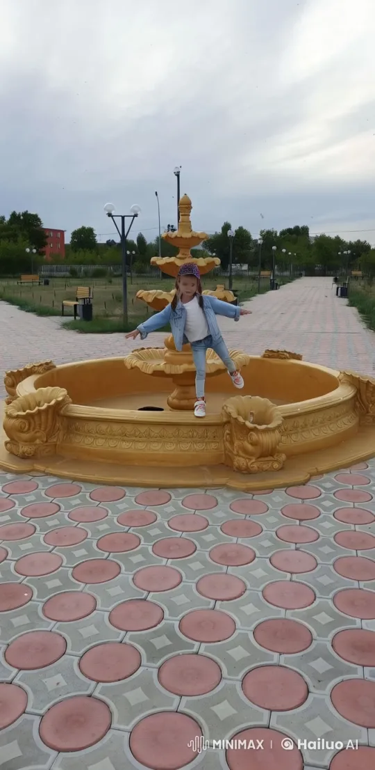 Child Dancing on Fountain in Animated Park Scene – AI Generated Video | Hailuo AI