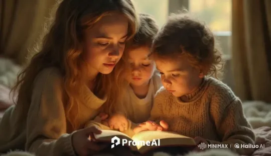 Intimate Storytelling Moment Between Mother and Children – AI Generated Video | Hailuo AI