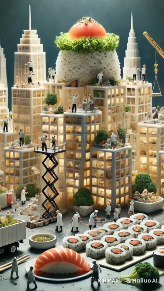 Sushi City: Miniature Culinary Metropolis – AI Generated Video | Hailuo AI
