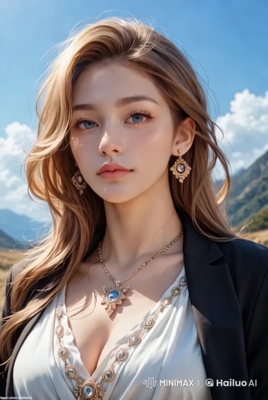 Elegant Woman in Serene Mountain Landscape – AI Generated Video | Hailuo AI