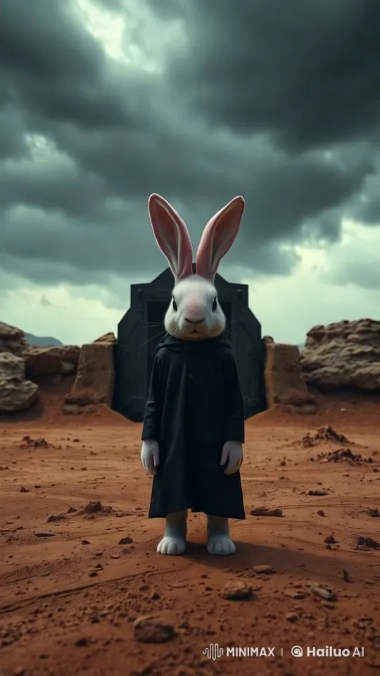Mysterious Rabbit Amidst Desolate Landscape – AI Generated Video | Hailuo AI