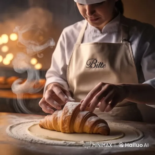 Artisanal Croissant Craftsmanship in a Cozy Bakery Setting – AI Generated Video | Hailuo AI