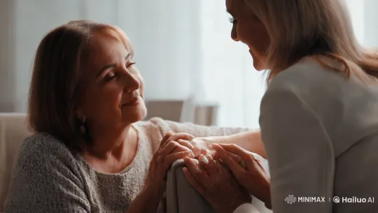 Intimate Moment Between Two Women Captured in Elegant Setting – AI Generated Video | Hailuo AI