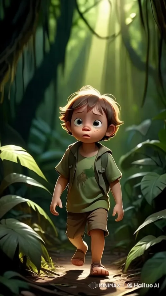 Boy's Journey Through a Lush Jungle – AI Generated Video | Hailuo AI