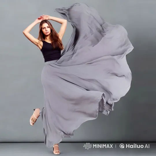 Elegant Model Struts on Minimalist Runway with Dramatic Camera Work – AI Generated Video | Hailuo AI