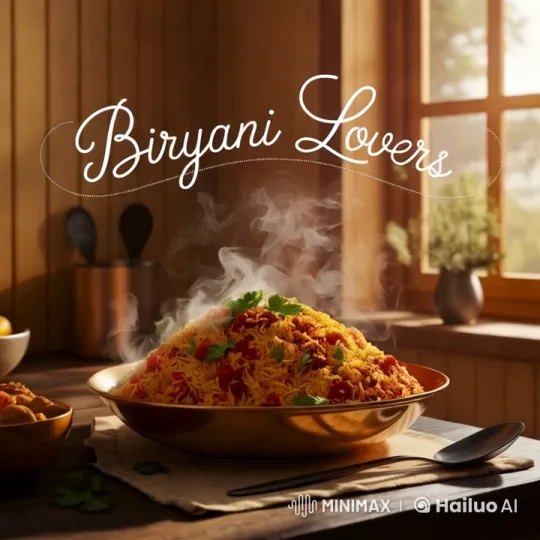 Aesthetic Display of Fresh Biryani in Cozy Kitchen – AI Generated Video | Hailuo AI
