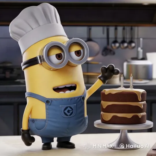Minion Decorates Dancing Cake with Animated Candles – AI Generated Video | Hailuo AI
