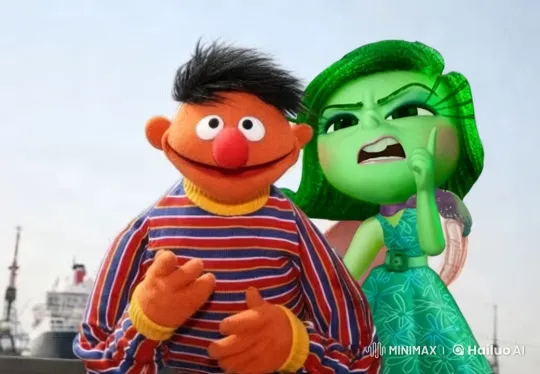 Ernie Embraces Green-Haired Character in Industrial Setting – AI Generated Video | Hailuo AI