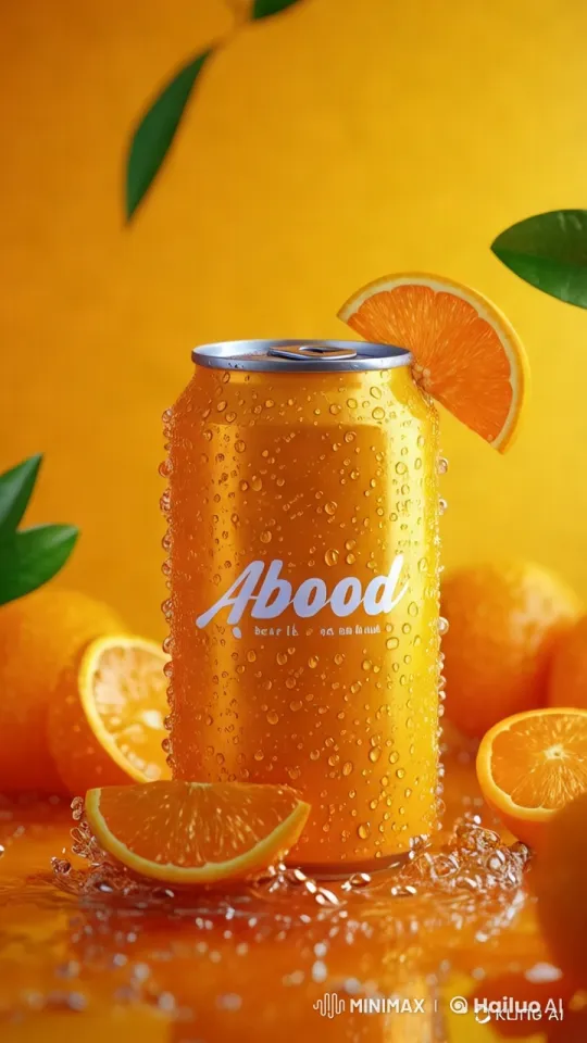 Vibrant Orange Juice Can Displayed with Freshness and Style – AI Generated Video | Hailuo AI