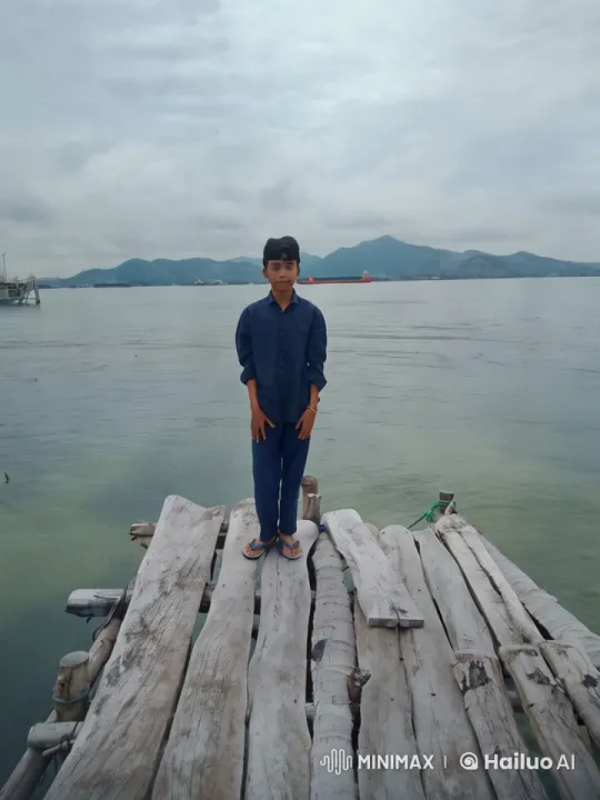 Young Man Performs Kungfu on Dock with Mountainous Background – AI Generated Video | Hailuo AI