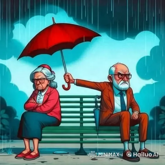 Silent Conflict Beneath the Rain Umbrella – AI Generated Video | Hailuo AI