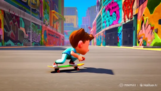 Boy Skates with Skill in Aesthetic Urban Setting – AI Generated Video | Hailuo AI