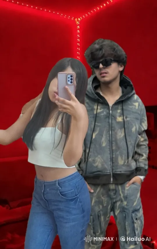 Intimate Selfie: Red-Lit Room with Young Couple – AI Generated Video | Hailuo AI