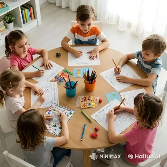 Children Engaged in Fun Learning Activities – AI Generated Video | Hailuo AI