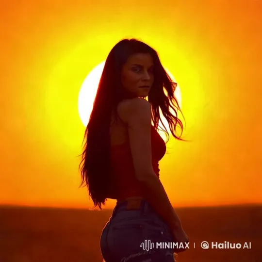 Woman Walks Away Sensually Against Sunset – AI Generated Video | Hailuo AI