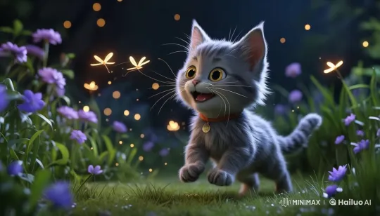 Enchanted Night Garden: Milo the Kitten's Firefly Chase – AI Generated Video | Hailuo AI