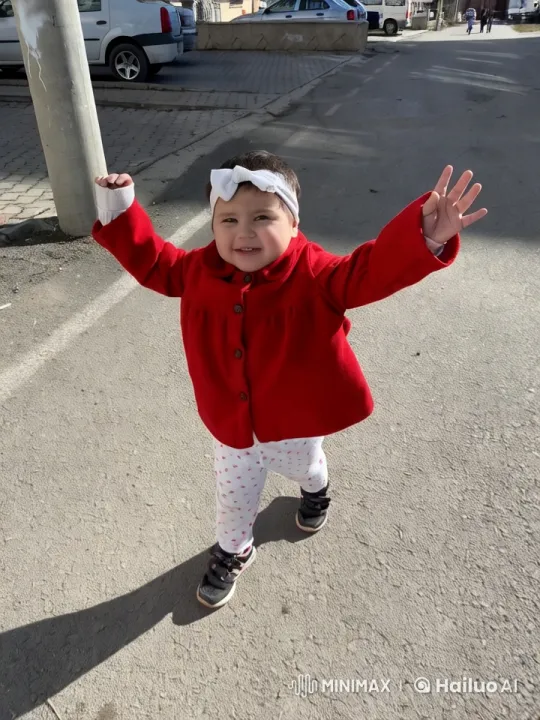 Joyful Child Performing Playful Actions on a Sunny Street – AI Generated Video | Hailuo AI