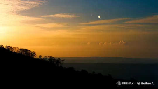 Transition of Dawn: From Moonlit Serenity to Forest's Vibrant Life – AI Generated Video | Hailuo AI
