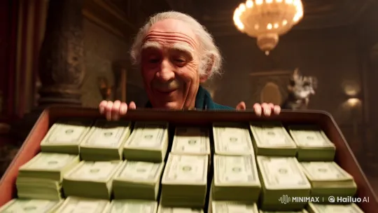 Elderly Man Presents Suitcase of Money to Suited Dragon – AI Generated Video | Hailuo AI