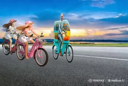 Aesthetic Bicycle Ride with Sunset Backdrop – AI Generated Video | Hailuo AI