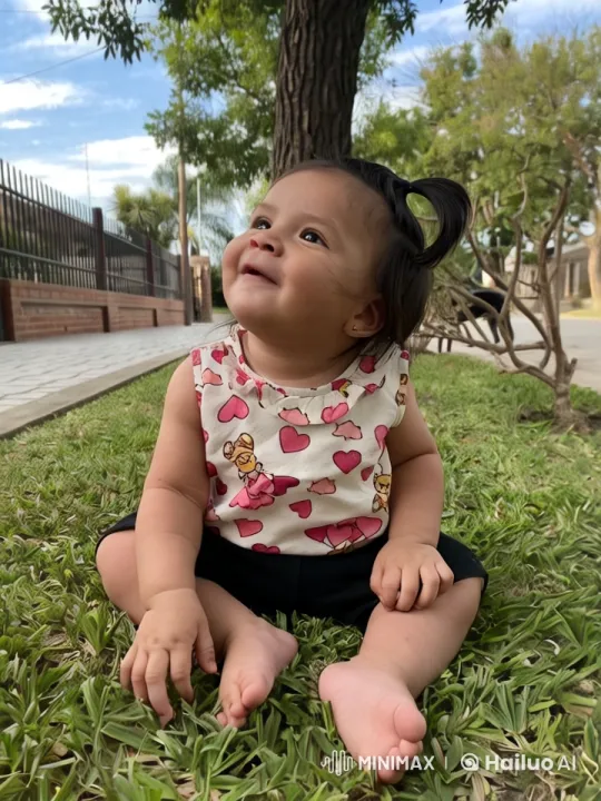 Baby Joyfully Dancing on Grass in Sunny Park – AI Generated Video | Hailuo AI