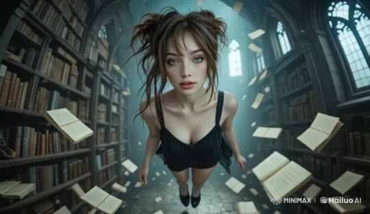 Magical Flight Through Enchanted Library – AI Generated Video | Hailuo AI