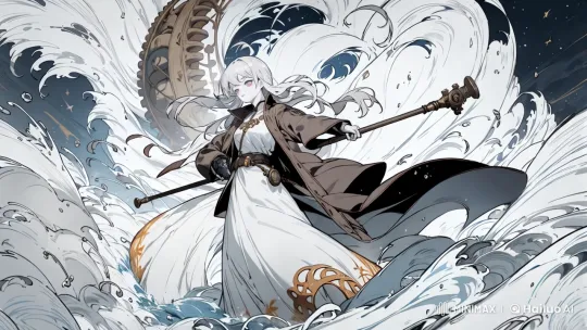 Live2D Animated Scene with Dynamic Swirling Waves and Epic Character – AI Generated Video | Hailuo AI
