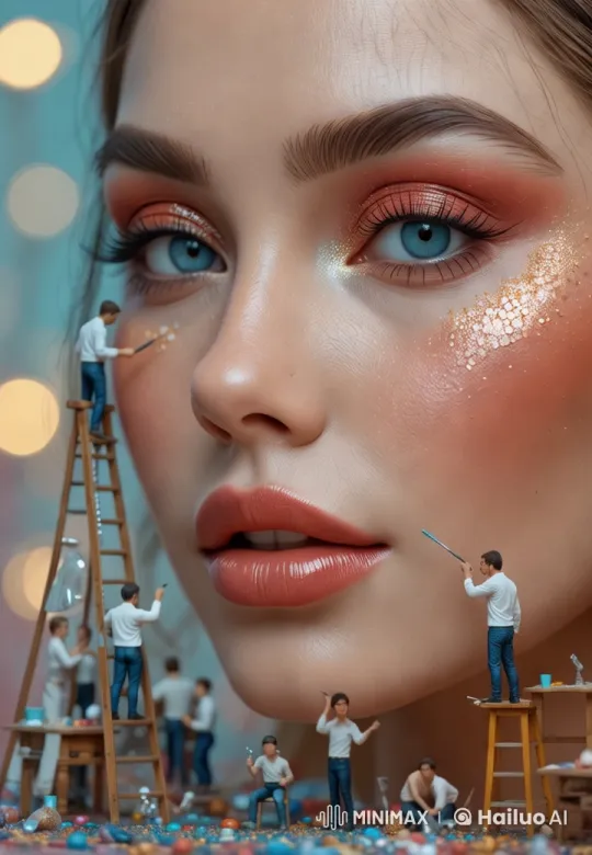Artistic Makeup Process on a Woman with Ultra-Detailed 8K Footage – AI Generated Video | Hailuo AI