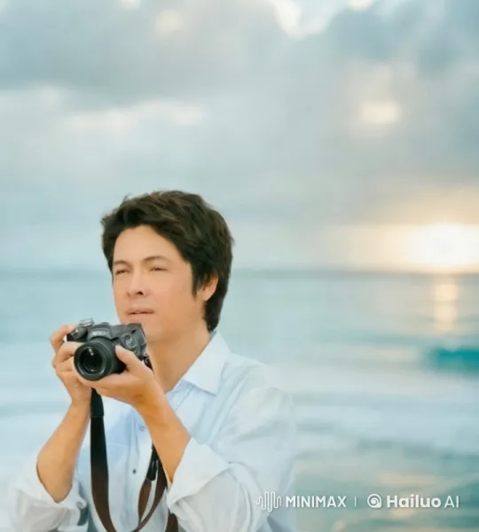 Sunset Beach Reflection: Photographer Captures Tranquility – AI Generated Video | Hailuo AI