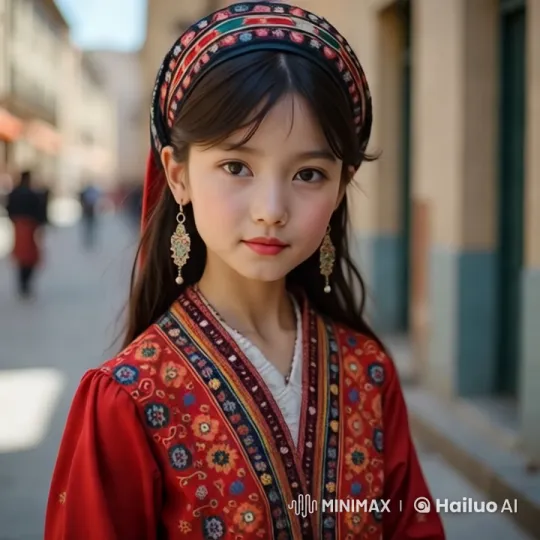 Traditional Attire and Street Life in Quaint Village – AI Generated Video | Hailuo AI