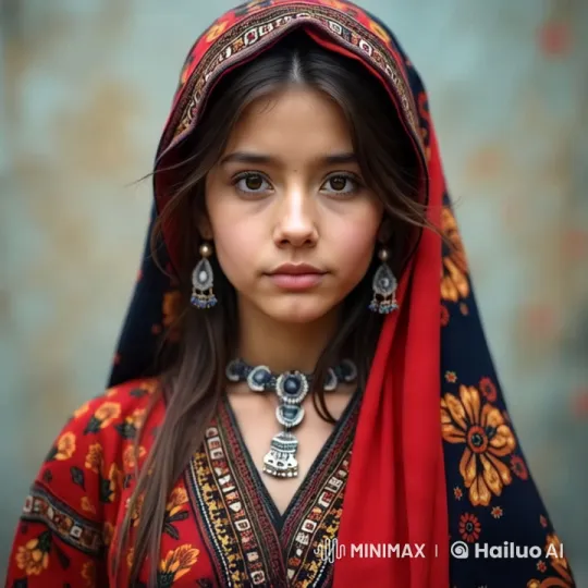 Close-up of Woman in Vibrant Traditional Attire – AI Generated Video | Hailuo AI