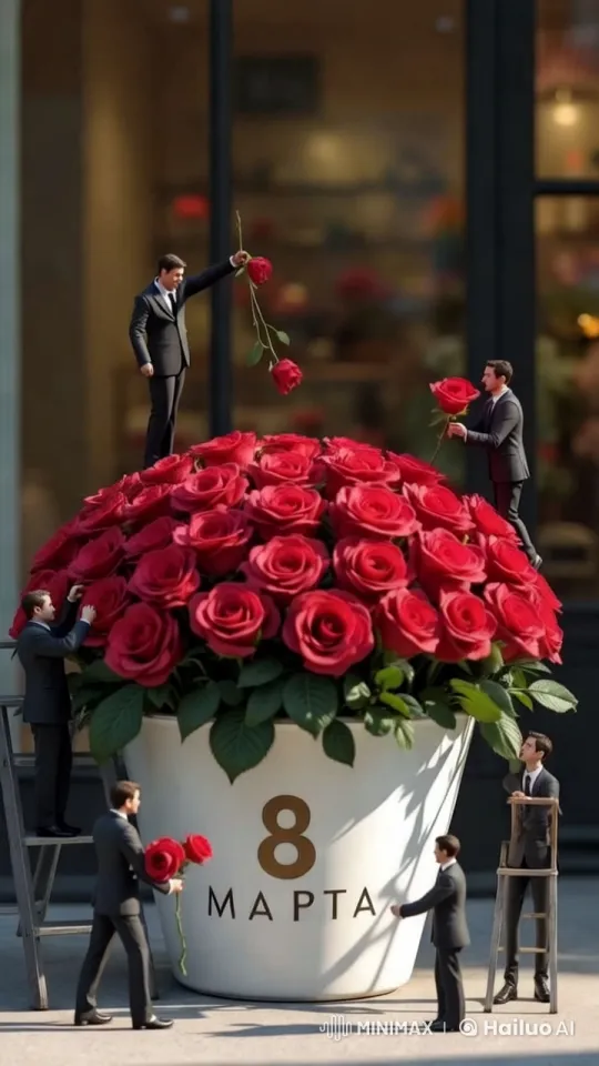 Artful Preparation of Roses for International Women's Day – AI Generated Video | Hailuo AI