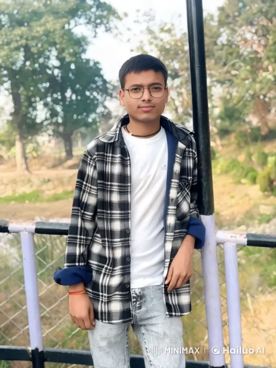 Young Man in Plaid Shirt Amidst Serene Outdoor Setting – AI Generated Video | Hailuo AI