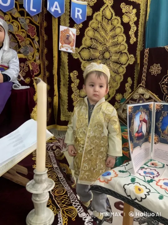 Traditional Children's Outfits Amidst Cultural Decor – AI Generated Video | Hailuo AI