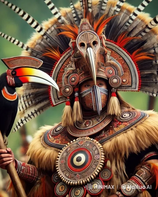 Tribal Costume and Bird Display Cultural Significance – AI Generated Video | Hailuo AI