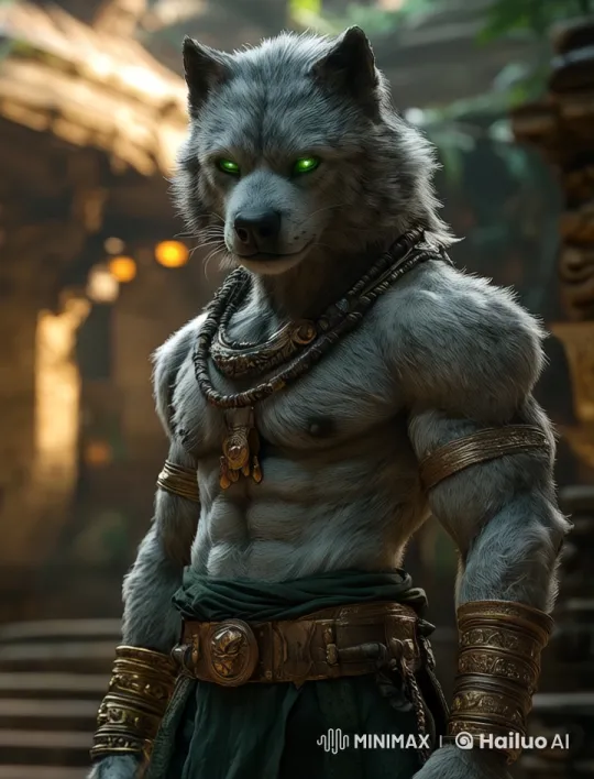 Mystical Wolf Warrior in Ancient Setting – AI Generated Video | Hailuo AI