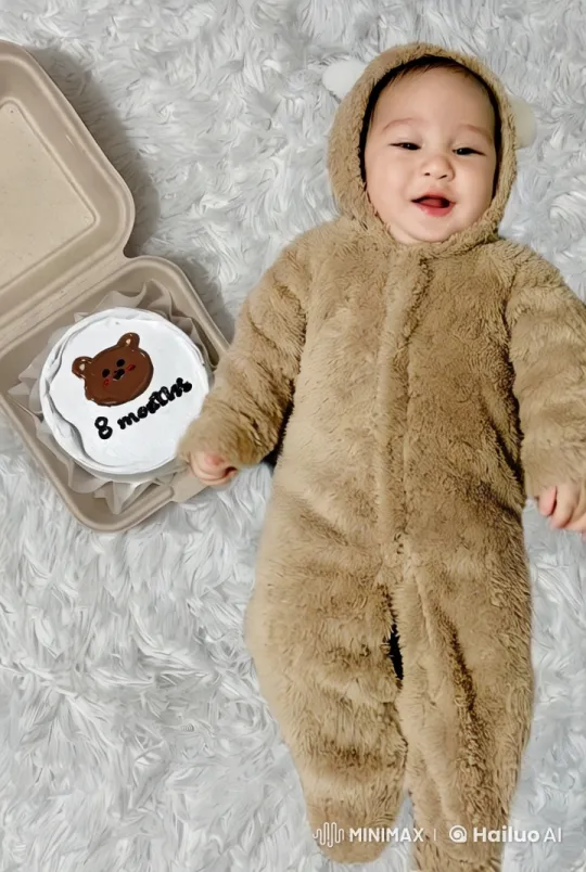 Baby in Bear Costume Celebrates 8 Months – AI Generated Video | Hailuo AI